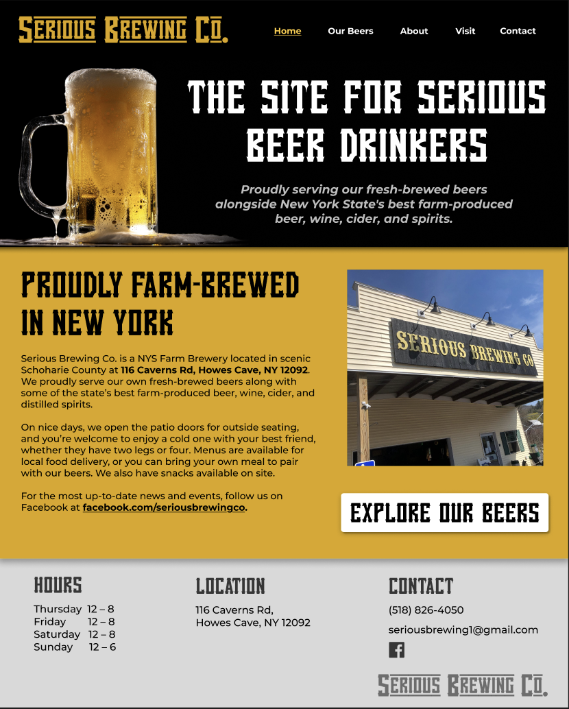 New serious brewing website home page.