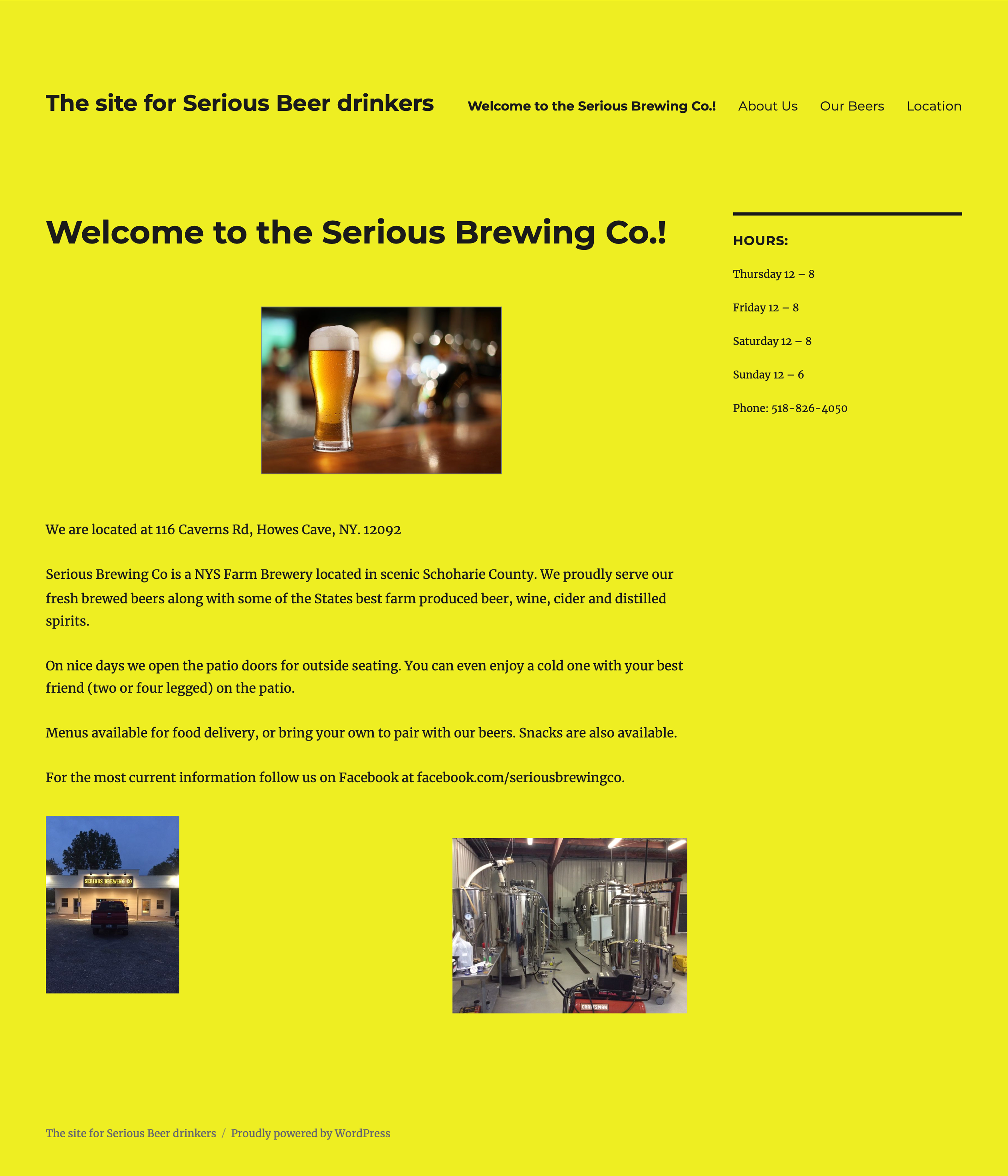 Old serious brewing website home page.